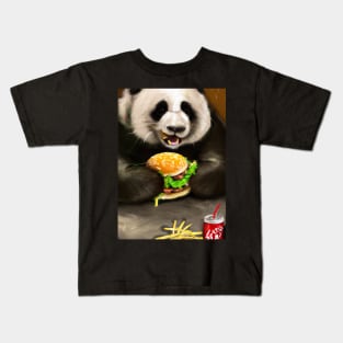 Panda eating Fast Food Kids T-Shirt